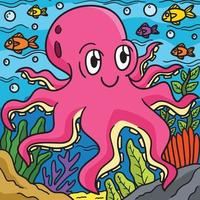 Octopus Marine Animal Colored Cartoon Illustration