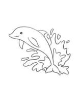 Dolphin Isolated Coloring Page for Kids vector