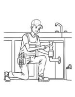 Plumber Isolated Coloring Page for Kids vector