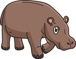 Hippo Marine Animal Cartoon Colored Clipart vector