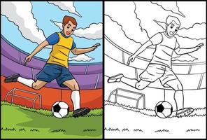 ilustración coloreada de la página para colorear de fútbol vector