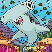 Hammerhead Shark Marine Animal Colored Cartoon vector