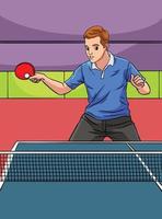 Table Tennis Colored Cartoon Illustration vector