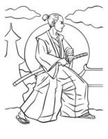 Samurai Coloring Page for Kids vector