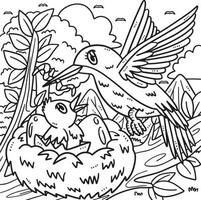 Mother Bird and Fledgling Coloring Page for Kids vector