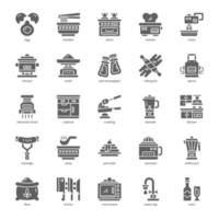 paquete de iconos de cocina para el diseño de su sitio web, logotipo, aplicación e interfaz de usuario. diseño de glifo de icono de cocina. ilustración de gráficos vectoriales y trazo editable. vector