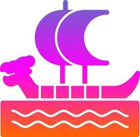 Viking Ship Vector Icon Design