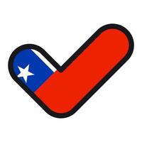 Flag of Chile in the shape of check mark, vector sign approval, symbol of elections, voting.