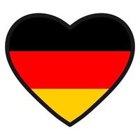 bandera de alemania en forma de corazón con contorno contrastante, símbolo de amor por su país, patriotismo, icono del día de la independencia. vector
