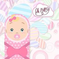 Baby shower, girl, vector cute background.