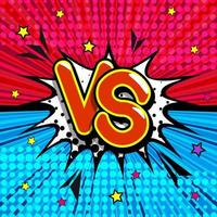 VS comic retro lettering with shadows, halftone pattern on retro poster background. Cloud of explosion with the inscription versus. Bright vector illustration in vintage pop art style