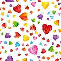 Colorful striped hearts pattern. Valentine's day, wedding, romantic seamless background, vector design illustration.