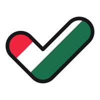 Flag of Hungary in the shape of check mark, vector sign approval, symbol of elections, voting.