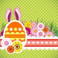 feliz fondo de pascua con huevos, orejas de banny. colorido diseño de primavera de celebración. vector
