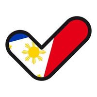 Flag of Philippines in the shape of check mark, vector sign approval, symbol of elections, voting.