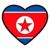 Flag of North Korea in the shape of Heart with contrasting contour, symbol of love for his country, patriotism, icon for Independence Day. vector