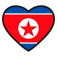 Flag of North Korea in the shape of Heart with contrasting contour, symbol of love for his country, patriotism, icon for Independence Day. vector