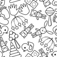 Cute baby seamless pattern, isolated line art decoration background. vector