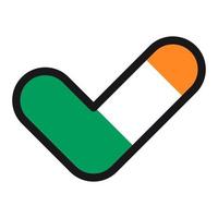 Flag of Ireland in the shape of check mark, vector sign approval, symbol of elections, voting.