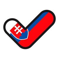 Flag of Slovakia in the shape of check mark, vector sign approval, symbol of elections, voting.