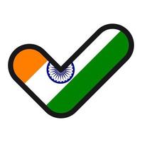 Flag of India in the shape of check mark, vector sign approval, symbol of elections, voting.