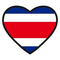 Flag of Costa Rica in the shape of Heart with contrasting contour, symbol of love for his country, patriotism, icon for Independence Day. vector