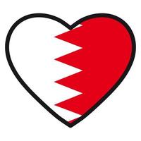 Flag of Bahrain in the shape of Heart with contrasting contour, symbol of love for his country, patriotism, icon for Independence Day. vector