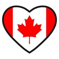 Flag of Canada in the shape of Heart with contrasting contour, symbol of love for his country, patriotism, icon for Independence Day. vector
