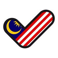 bandera de malasia en forma de marca de verificación, aprobación de signos vectoriales, símbolo de elecciones, votación. vector