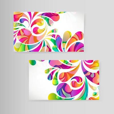 Sample business card with bright teardrop-shaped arches.