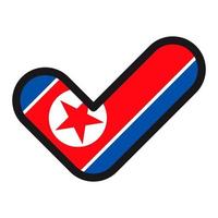 Flag of North Korea in the shape of check mark, vector sign approval, symbol of elections, voting.