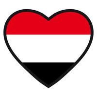 bandera de yemen en forma de corazón con contorno contrastante, símbolo de amor por su país, patriotismo, icono del día de la independencia. vector