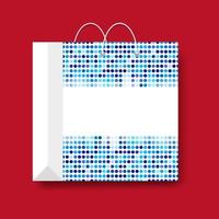 Shopping paper bag, vector marketing symbol isolated on a red background.