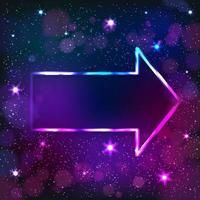 Colorful neon arrow frame on a dark star background, vector abstract illustration.