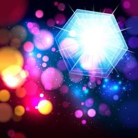 Colorful abstract background with bokeh defocused lights. Hexagon banner for your text. vector