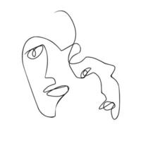 abstract continuous line art people face for web or print vector design element