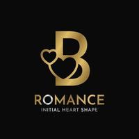 royal letter B with heart shape initial vector logo design