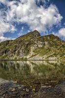 Beauty landscape reflection of mountain hills in the lake, Rila mountain, Bulgaria photo