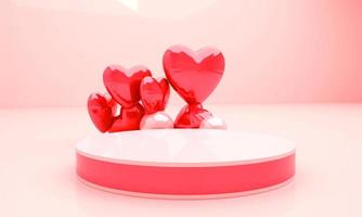 Valentines day podium blank space 3d render for mockup, background and banner photo