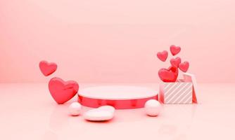 Valentines day podium blank space 3d render for mockup, background and banner photo