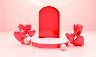 Valentines day podium blank space 3d render for mockup, background and banner photo