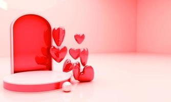 Valentines day podium blank space 3d render for mockup, background and banner photo