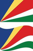 ondeando la bandera de seychelles. bandera de seychelles sobre fondo blanco. estilo plano vector