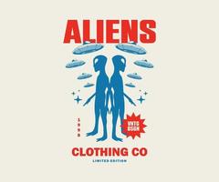 diseño de camisetas alienígenas, gráficos vectoriales, afiches tipográficos o camisetas ropa de calle y estilo urbano vector