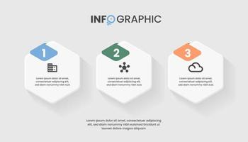 plantilla de diseño infográfico con 3 pasos en concepto creativo vector