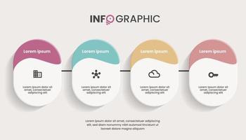 concepto creativo para infografía con 4 pasos, opciones, partes o procesos. visualización de datos comerciales vector