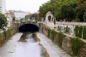 Travel to Vienna, Austria. The view on the bridge above the rivers canal in a city park. photo