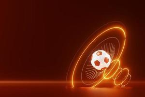 3d football object design. realistic rendering. abstract futuristic background. 3d illustration. motion geometry concept. sport competition graphic. tournament game bet content. soccer ball element. photo