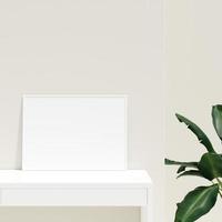 Frame mockup on interior room with plant photo
