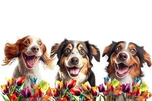 dog and flowers photo